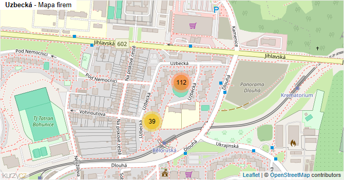 Uzbecká - mapa firem