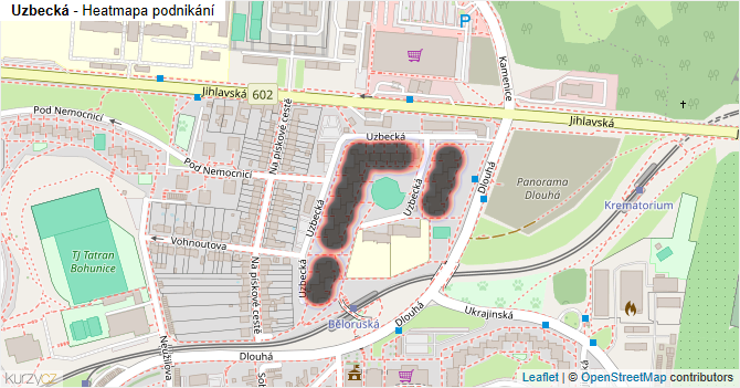 Uzbecká - mapa podnikání