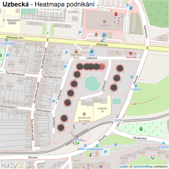 Mapa Uzbecká - Firmy v ulici.