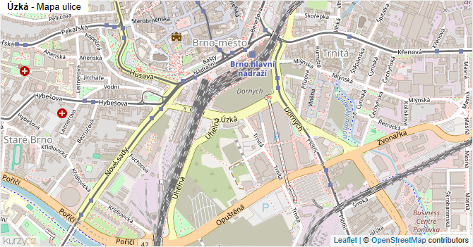Úzká - mapa ulice