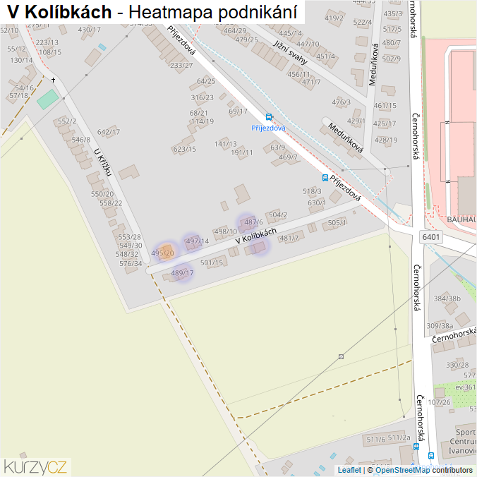 Mapa V Kolíbkách - Firmy v ulici.