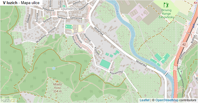 V luzích - mapa ulice