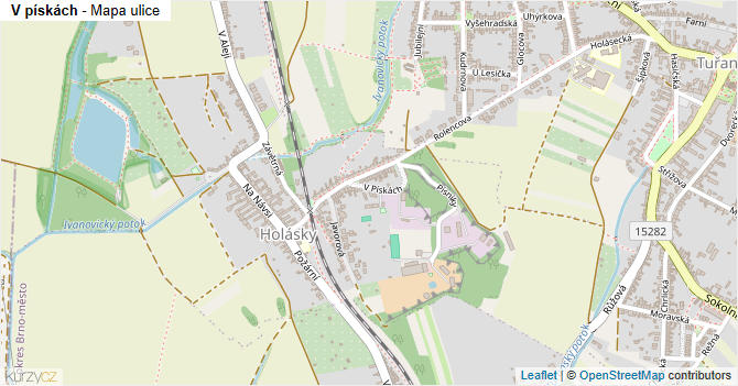 V pískách - mapa ulice