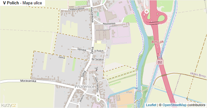 V Polích - mapa ulice