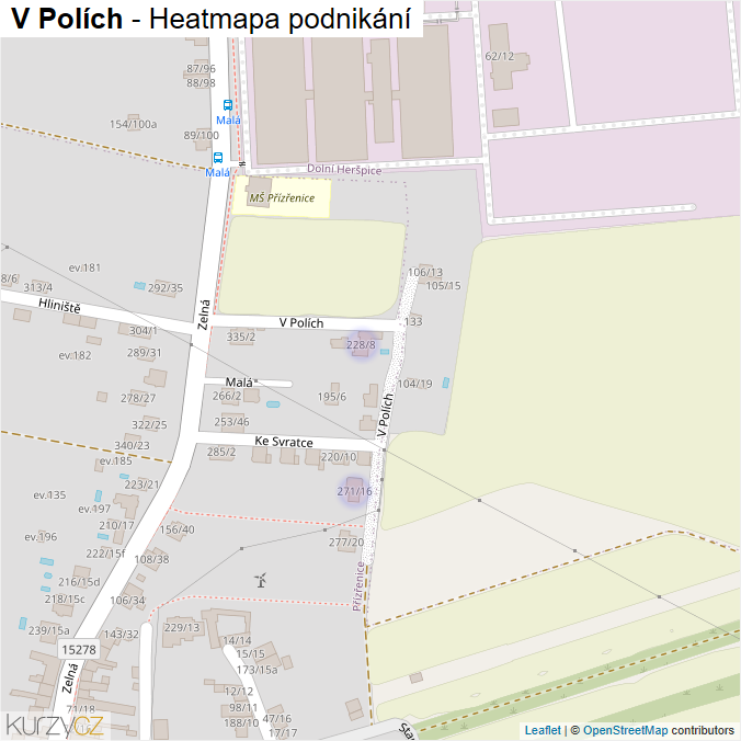 Mapa V Polích - Firmy v ulici.