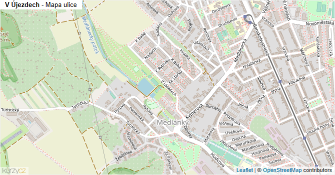 V Újezdech - mapa ulice
