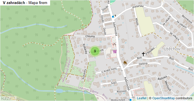 V zahradách - mapa firem