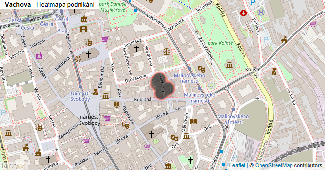 Vachova - mapa podnikání
