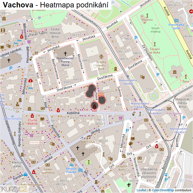 Mapa Vachova - Firmy v ulici.