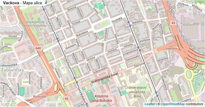 Vackova - mapa ulice
