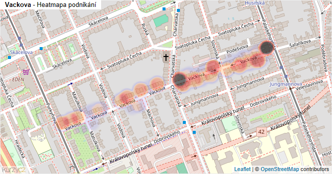 Vackova - mapa podnikání