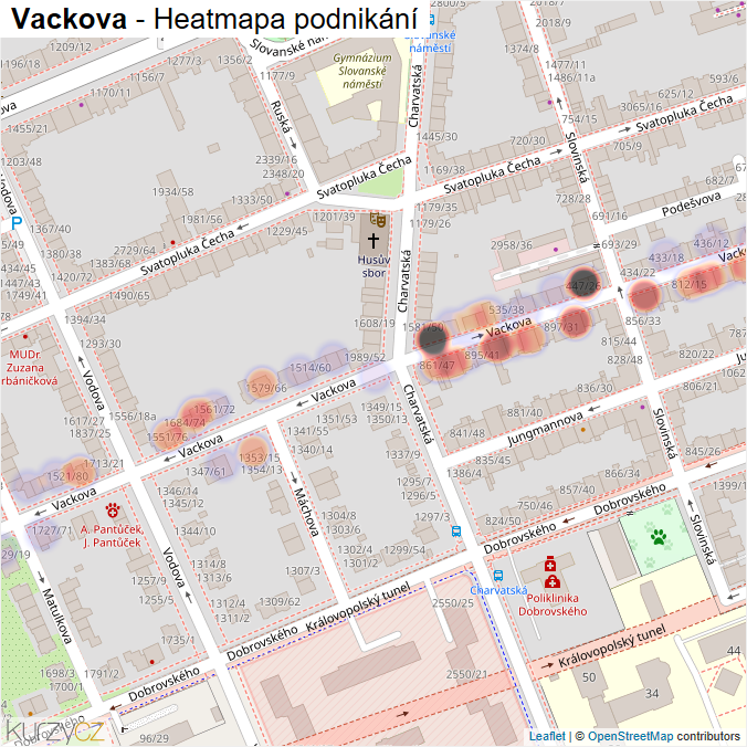 Mapa Vackova - Firmy v ulici.