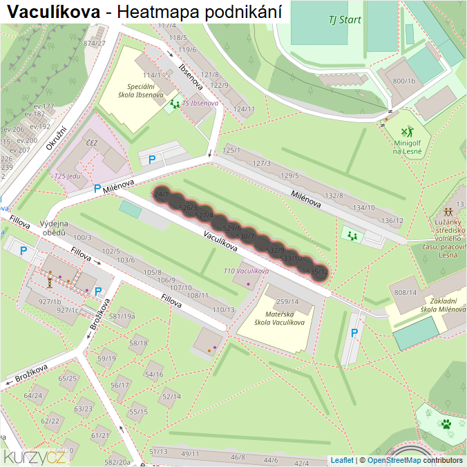 Mapa Vaculíkova - Firmy v ulici.