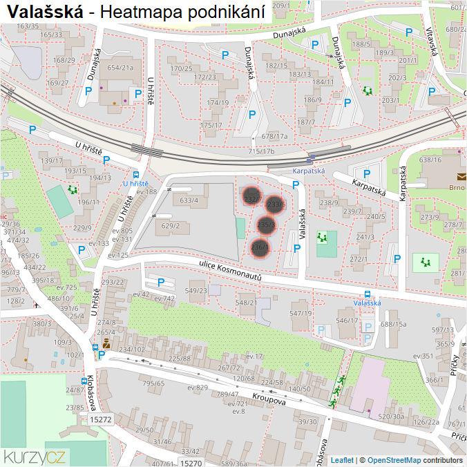 Mapa Valašská - Firmy v ulici.