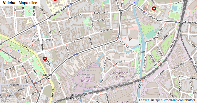 Valcha - mapa ulice