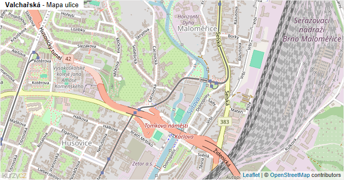Valchařská - mapa ulice