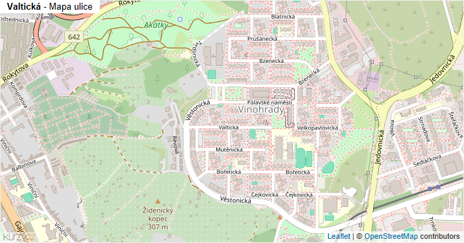 Valtická - mapa ulice