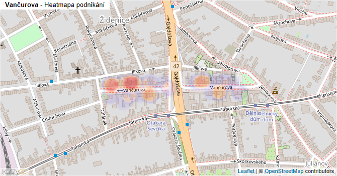 Vančurova - mapa podnikání