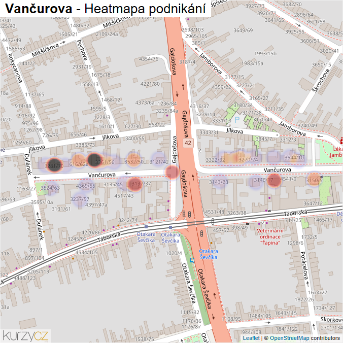 Mapa Vančurova - Firmy v ulici.