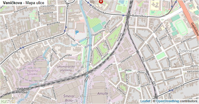 Vaníčkova - mapa ulice
