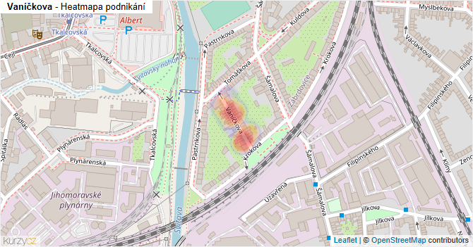 Vaníčkova - mapa podnikání
