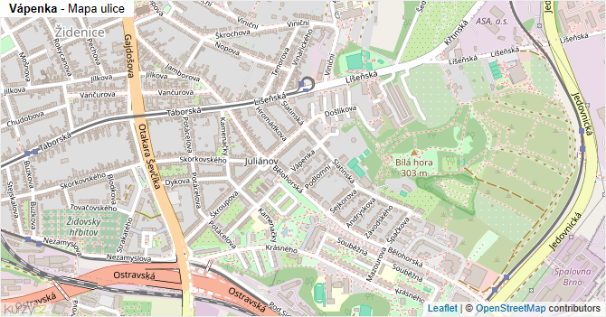 Vápenka - mapa ulice