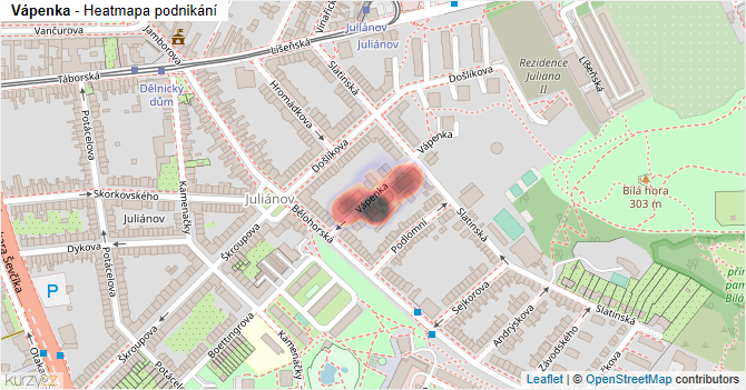 Vápenka - mapa podnikání
