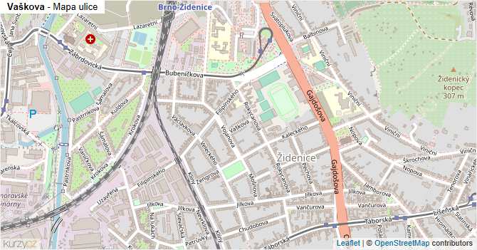 Vaškova - mapa ulice