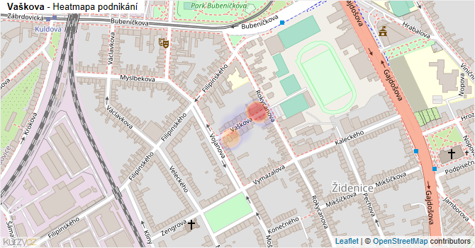 Vaškova - mapa podnikání