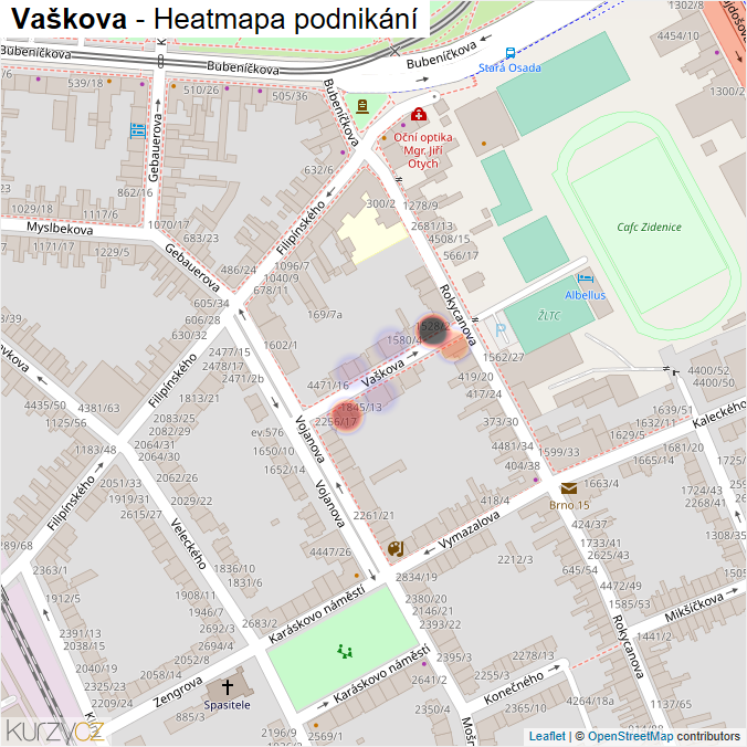 Mapa Vaškova - Firmy v ulici.