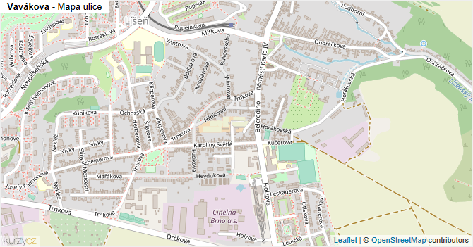 Vavákova - mapa ulice