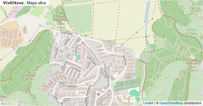Včeličkova - mapa ulice