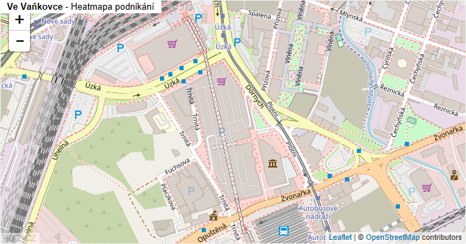 Ve Vaňkovce - mapa podnikání