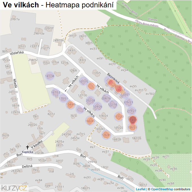 Mapa Ve vilkách - Firmy v ulici.