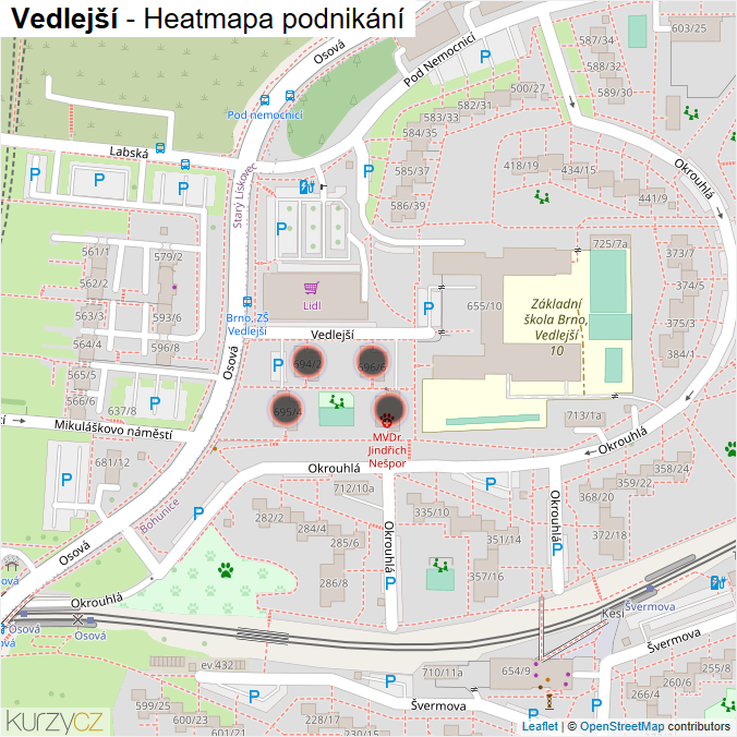 Mapa Vedlejší - Firmy v ulici.