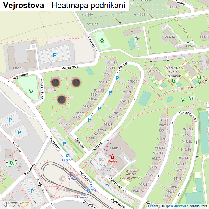 Mapa Vejrostova - Firmy v ulici.