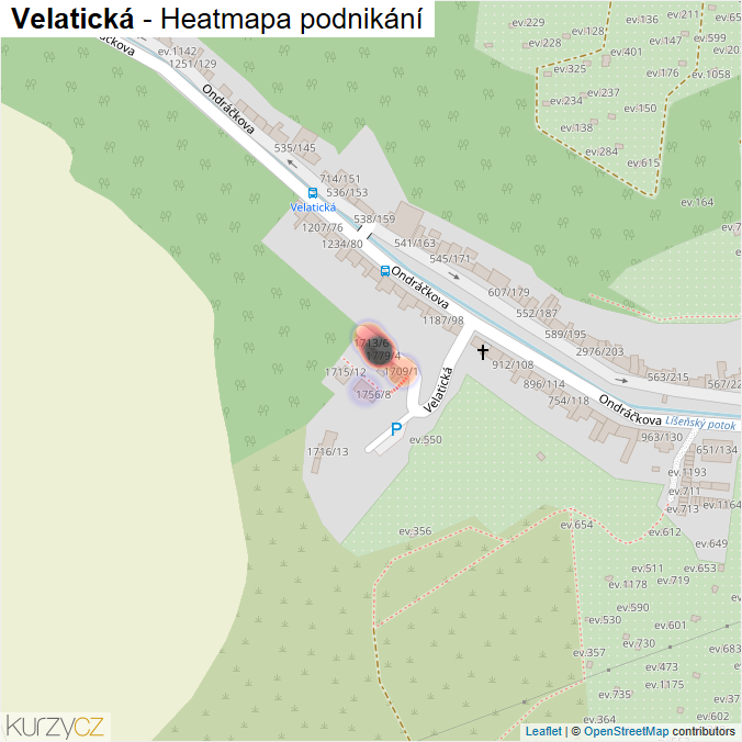 Mapa Velatická - Firmy v ulici.