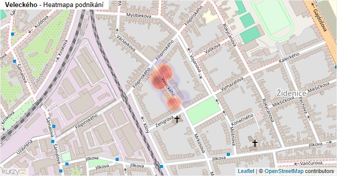 Veleckého - mapa podnikání