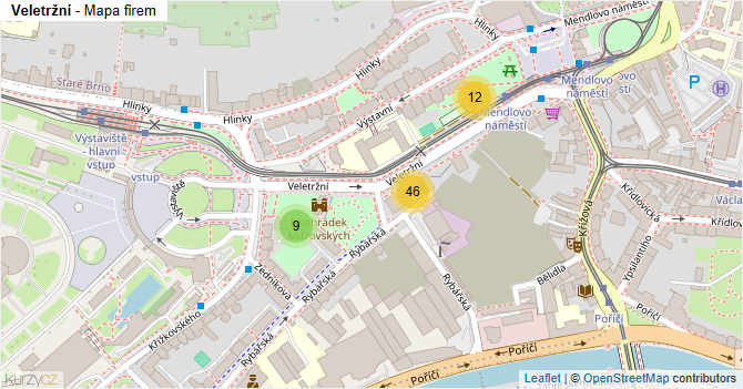 Veletržní - mapa firem