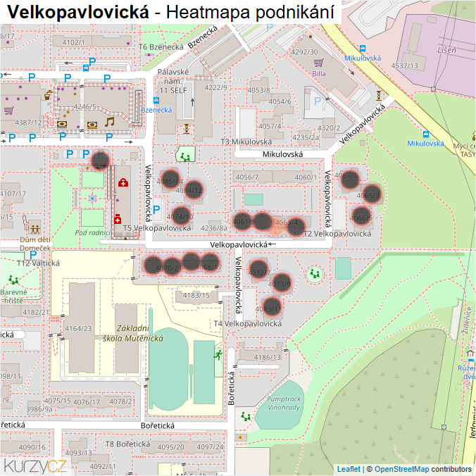 Mapa Velkopavlovická - Firmy v ulici.