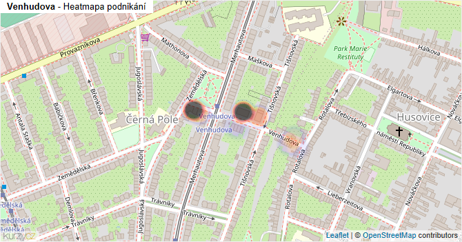 Venhudova - mapa podnikání