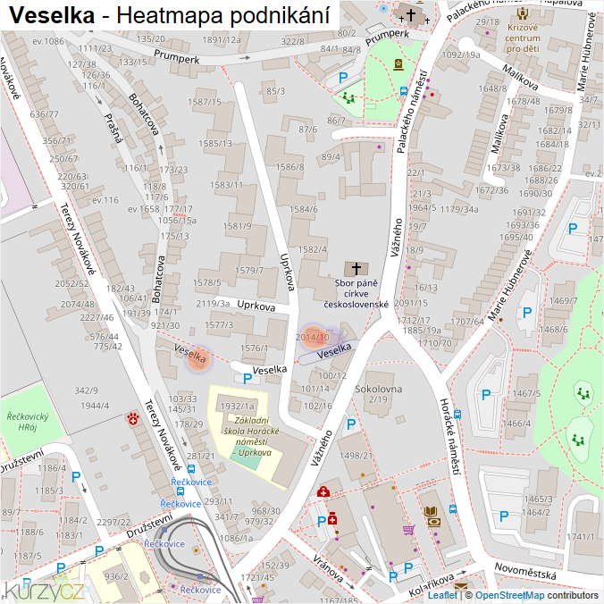 Mapa Veselka - Firmy v ulici.