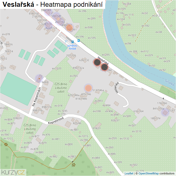 Mapa Veslařská - Firmy v ulici.