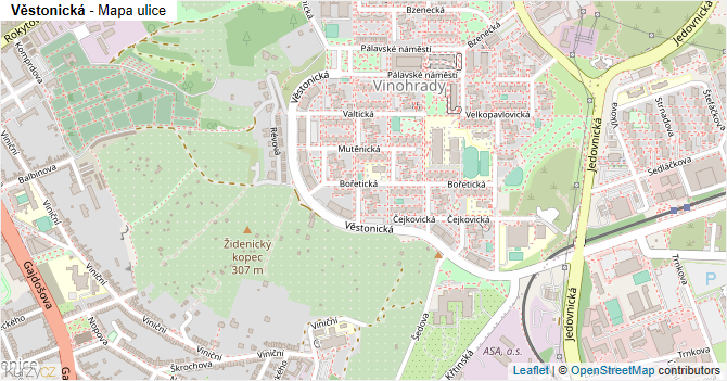 Věstonická - mapa ulice