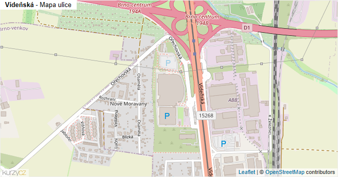Vídeňská - mapa ulice