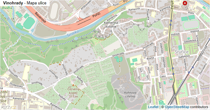 Vinohrady - mapa ulice