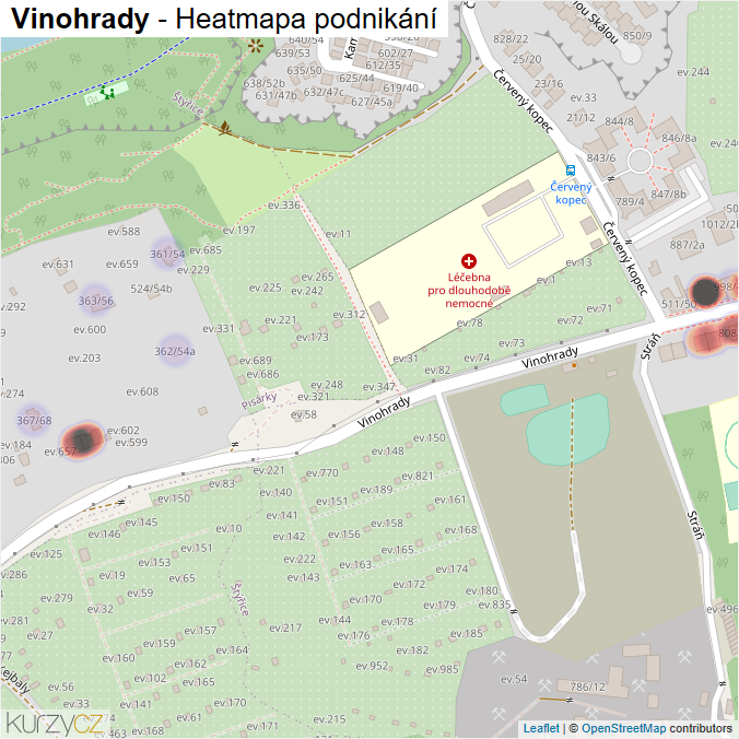 Mapa Vinohrady - Firmy v ulici.