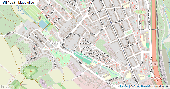 Višňová - mapa ulice