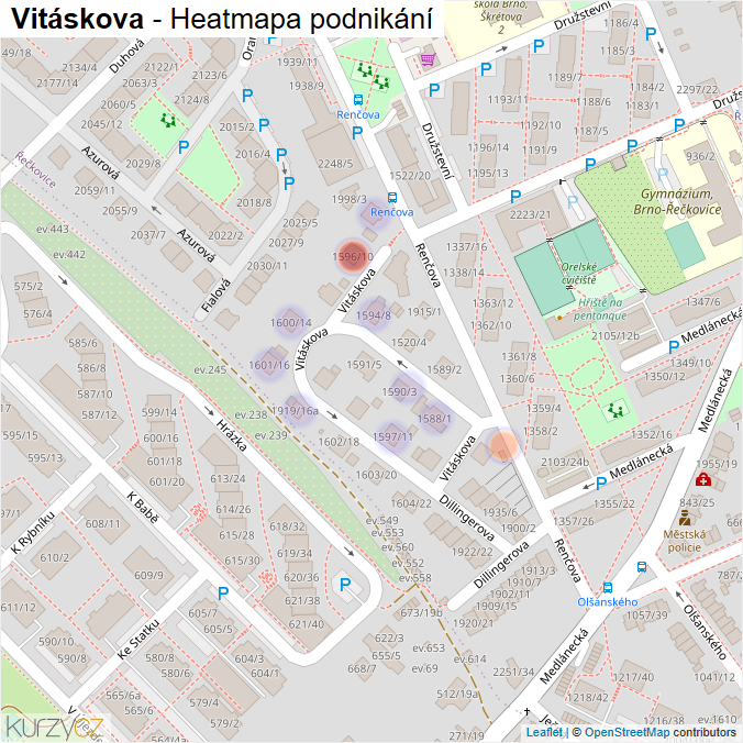 Mapa Vitáskova - Firmy v ulici.