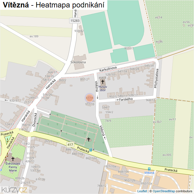 Mapa Vítězná - Firmy v ulici.